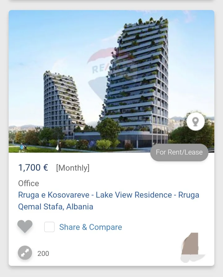 Tirane, jepet me qera ambjent biznesi , 200 m² (Rruga e Kosovareve Lake View)