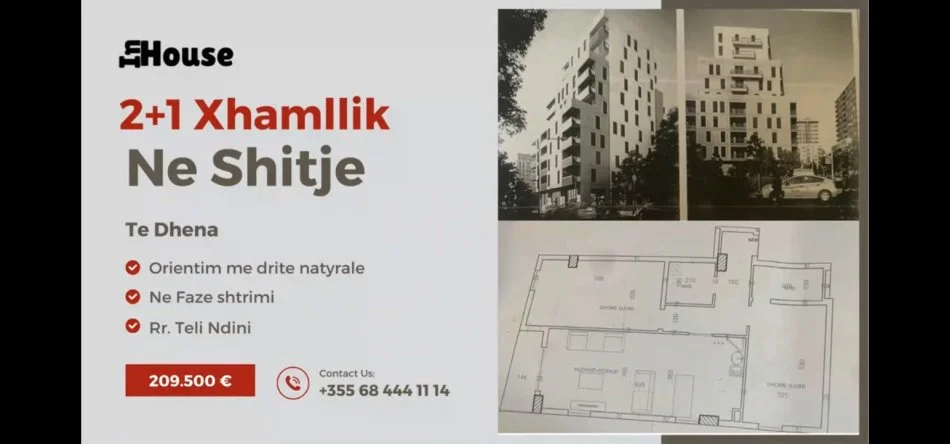 Tirane, shitet apartament 2+1 Kati 1, 121 m² 209.500 € (Teli Ndini)
