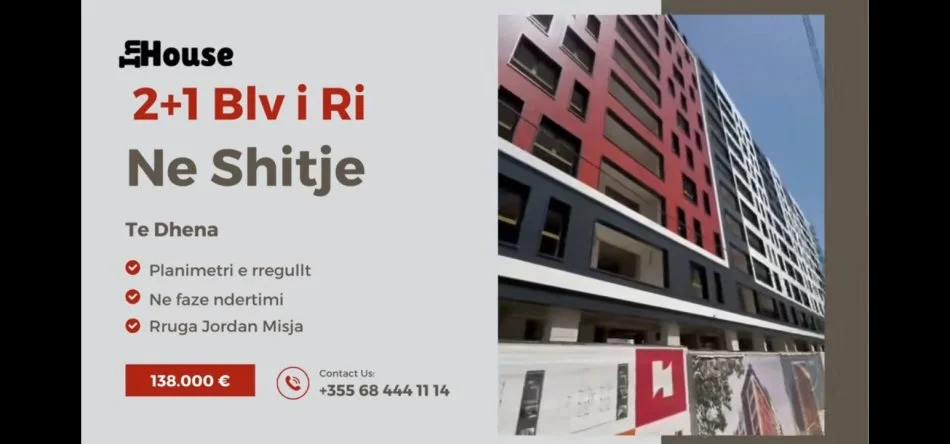 Tirane, shitet apartament 2+1 Kati 7, 89 m² 138.000 € (Rruga Jordan Misja)