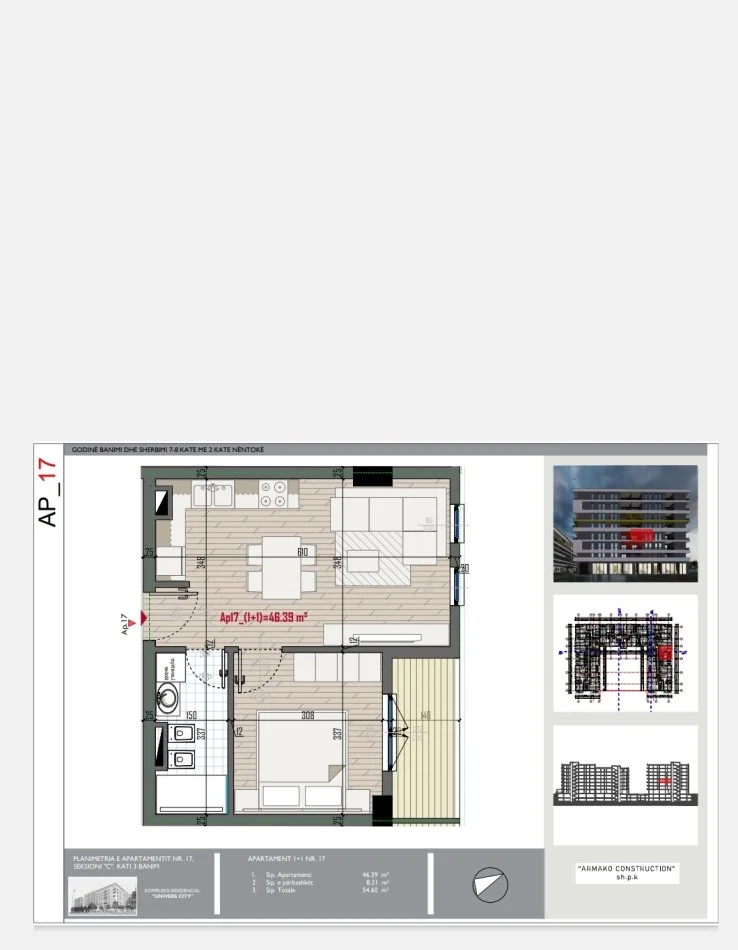 Tirane, shitet 1+1 Kati 3, 