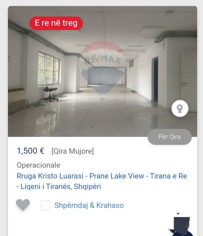 Tirane, jepet me qera ambjent biznesi Kati 0, 180 m² 1.500 € (Te Liqeni i Tiranes)