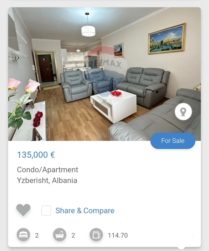 Tirane, shitet apartament 2+1 Kati 3, 114 m² 135.001 € (Yzberish)