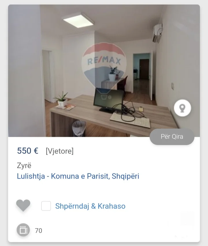 Tirane, jepet me qera ambjent biznesi Kati 1, 65 m² 550 € (Komuna e Parisit)