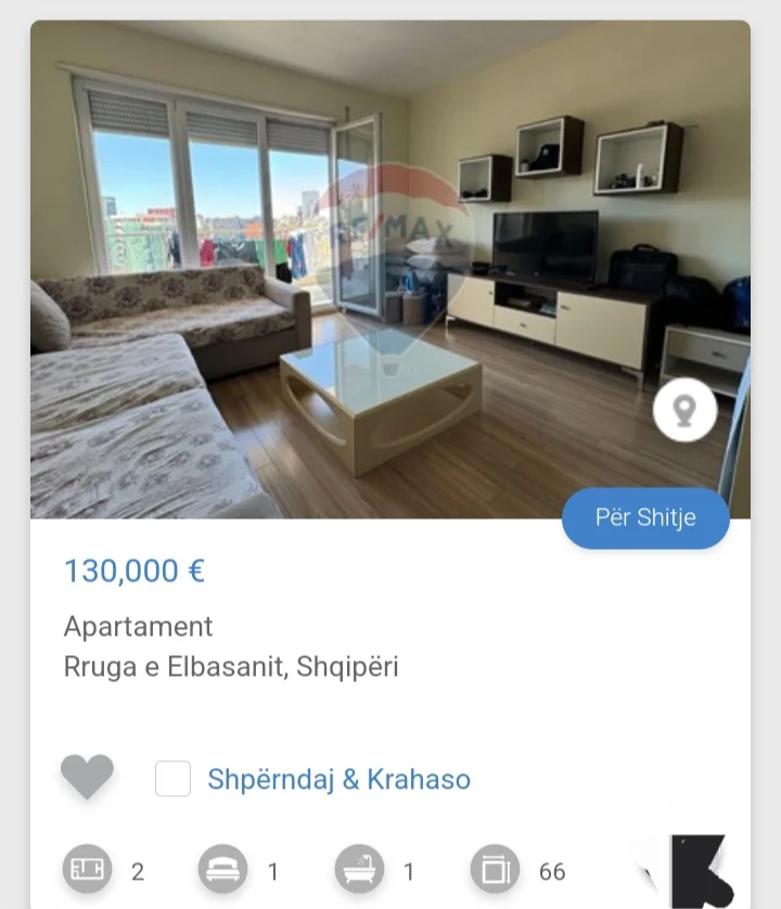 Tirane, shitet apartament 1+1 Kati 7, 130.000 € (Fuat Toptani Vilat Gjermane Rr. Elbasani)