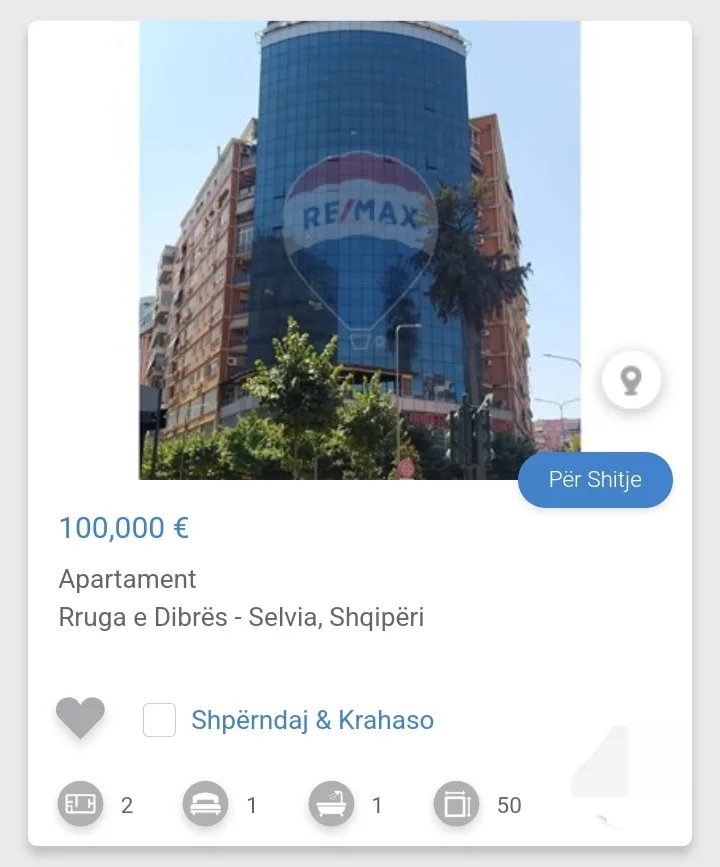 Tirane, shitet garsonier 1+1 Kati 2, 50 m² 100.000 € (Rruga e Barrikadave)