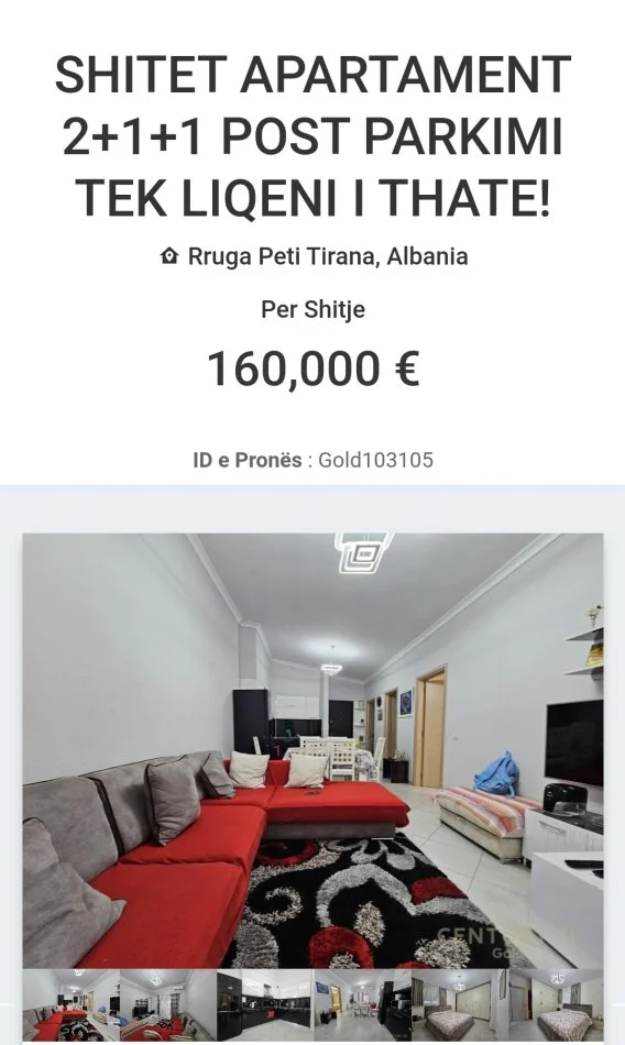Tirane, shitet apartament 2+1 Kati 5, 88 m² 160.000 €