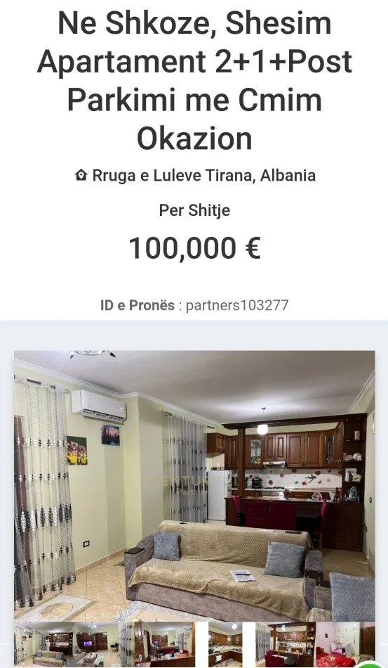 Tirane, shitet apartament 2+1 Kati 1, 127 m² 100.000 € 