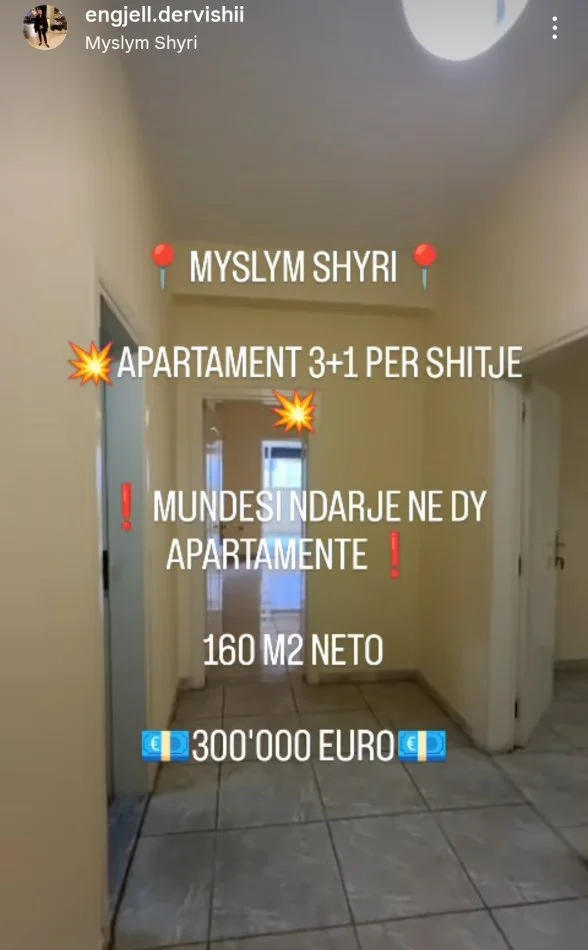 OKAZION Tirane, shitet apartament 3+1+2+Ballkon Kati 4, 160 m² 299.000 € (MYSLYM SHYRI)