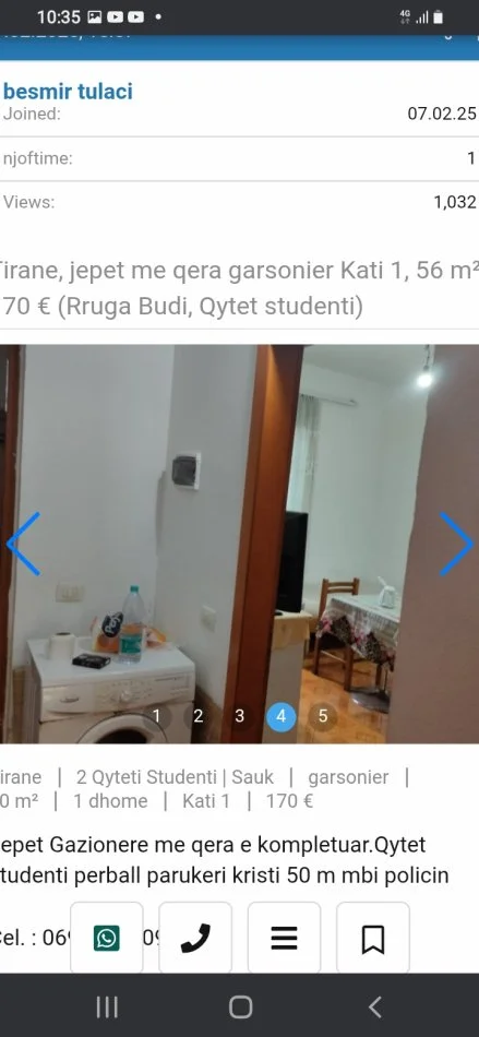 Tirane, jepet me qera garsonier Kati 0, 47 m² 170 € (Rruga budi)