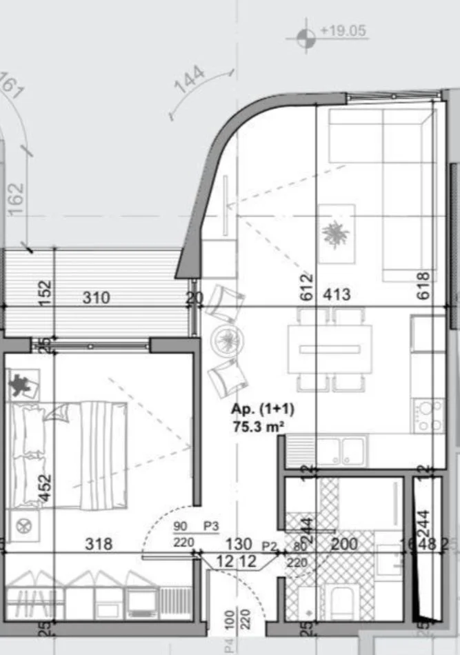 Tirane, shitet apartament 1+1 Kati 12, 75 m² 263.500 € (PAZARI RI)