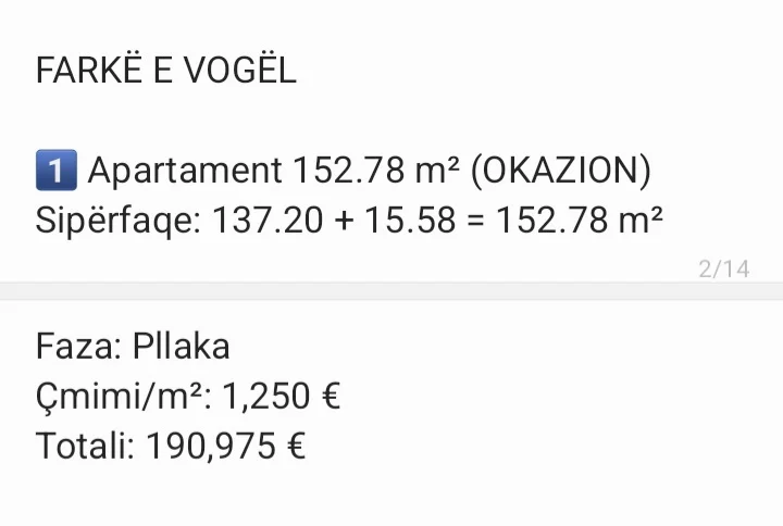 Tirane, shitet apartament 3+1+Aneks+Ballkon Kati 2, 155 m² 190.975 € (Farke e vogel)