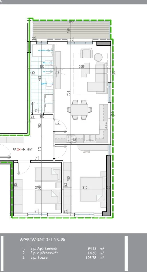 SHITET APARTAMENT 2+1 ME SIPËRFAQE 108 M2 (94.18 m2 neto),KATI 4 BANIM,PALLAT ME ASHENSOR,ÇMIMI 92 000 EURO,NË KAMEZ