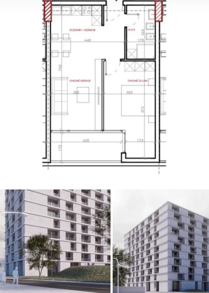 Tirane, shitet apartament 1+1 Kati 7, 75 m²