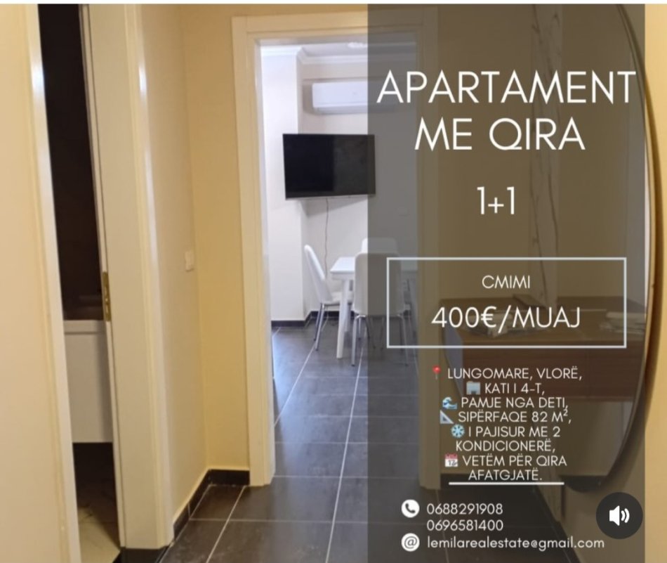 Vlore, jepet me qera apartament 1+1 Kati 4, 82 m² 400 € 