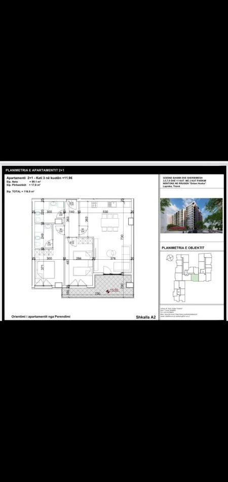Shitet apartament 2+1 Kati 3, 187.000 € (Rruga Dritan Hoxha)