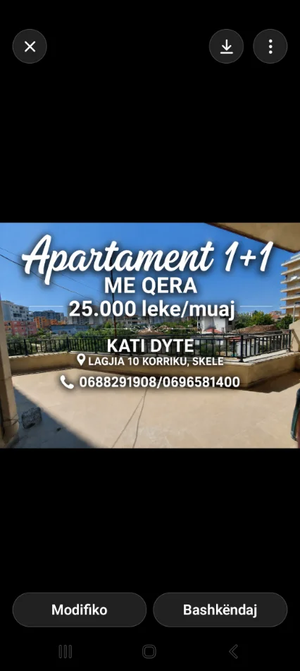 Vlore, jepet me qera apartament 1+1 Kati 2, 263 € 