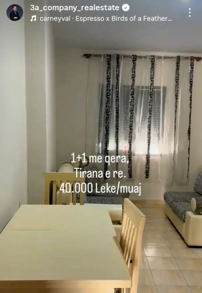 Tirane, jepet me qera shtepi 1+1+Ballkon Kati 0, 80 m²
