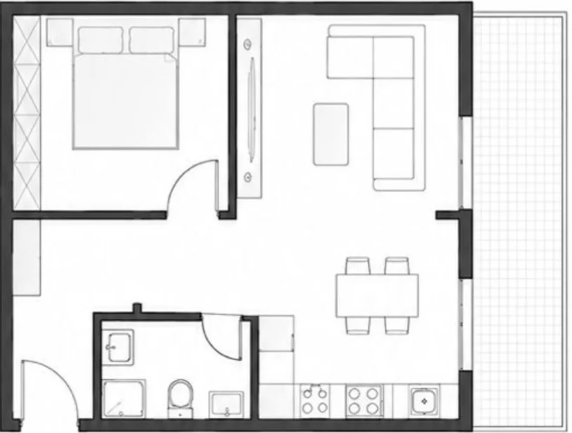 shitet apartament 1+1 Kati 3, 74 m²