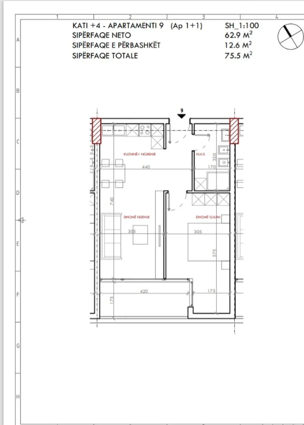 Tirane, shitet apartament 1+1+Ballkon Kati 4, 76 m² 86.000 € (Astir)