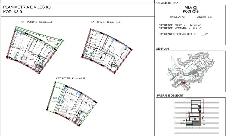 Tirane, shitet Vile 3 Katshe , 243 m² 526.000 € (residenca kodra e diellit 1)