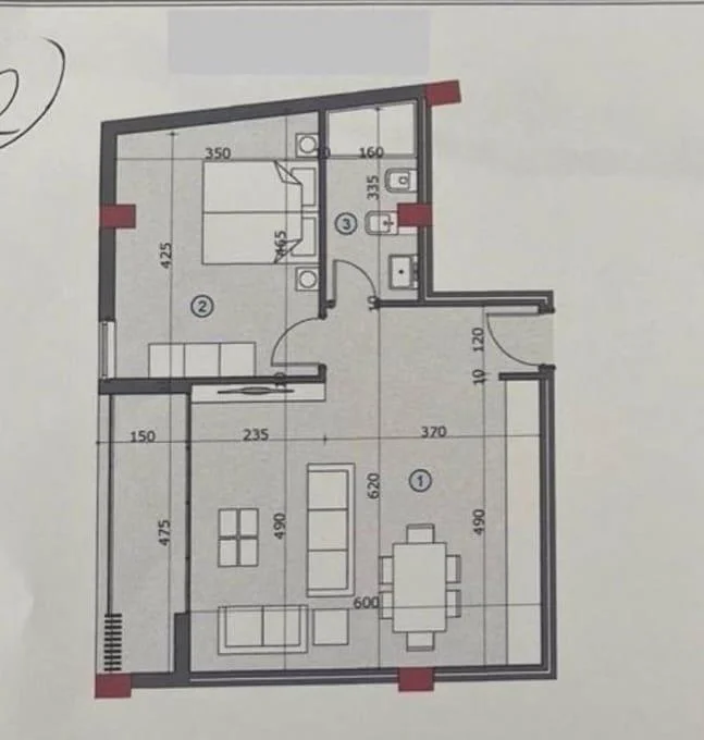 Tirane, shitet apartament 1+1 Kati 5, 80 m² (ALI DEMI)