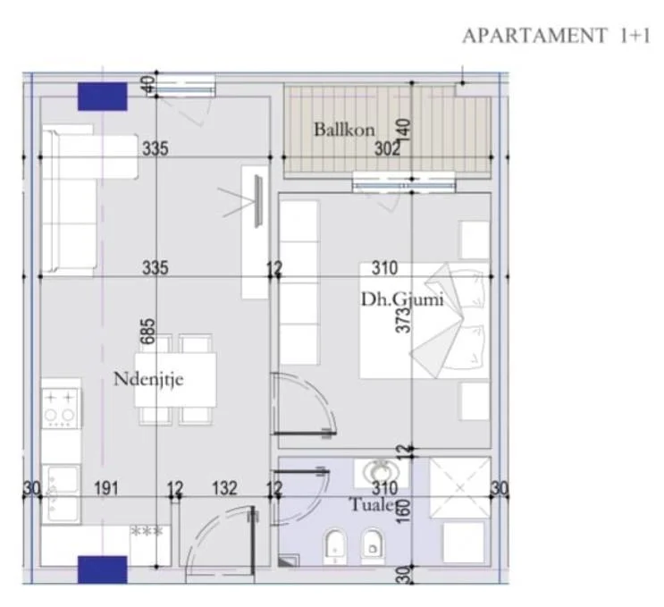 Tirane, shitet apartament 1+1+Ballkon , 60 m² 77.900 € (Rruga Dritan Hoxha)