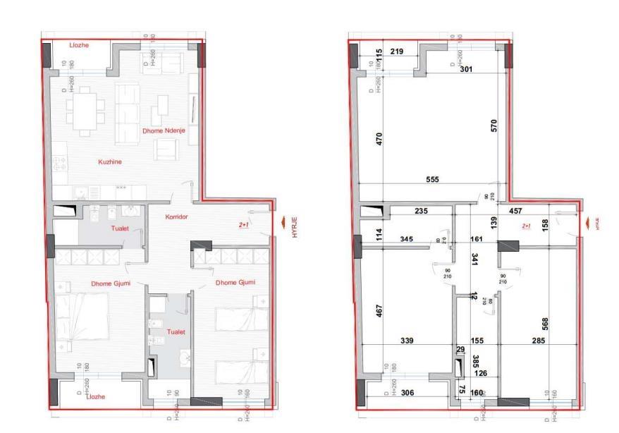 Tirane, shitet apartament 2+1 Kati 3, 124 m² (Bulevardi Ri)