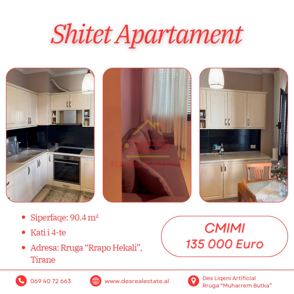 ~SHITET APARTAMENT 2+1+2, RRUGA “RRAPO HEKALI”, TIRANE~