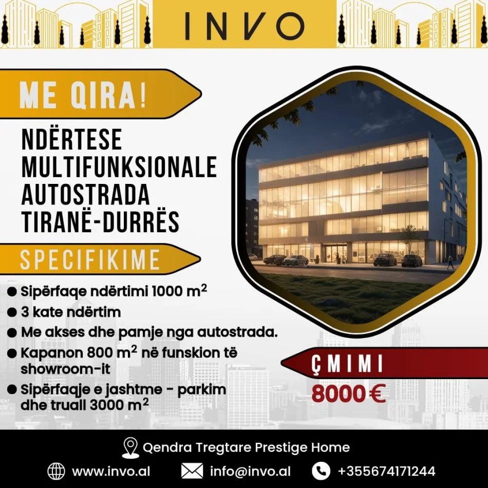 Tirane, jepet me qera ambjent biznesi , 1.800 m² 8.000 € (AUTOSTRADA TIRANE - DURRES, PERBALL CITY PARK)