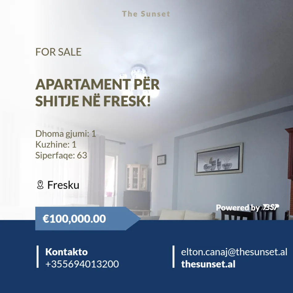 Tirane, shitet apartament 1+1+Ballkon Kati 2, 63 m² 100.000 € (Rruga Muhamet Deliu)