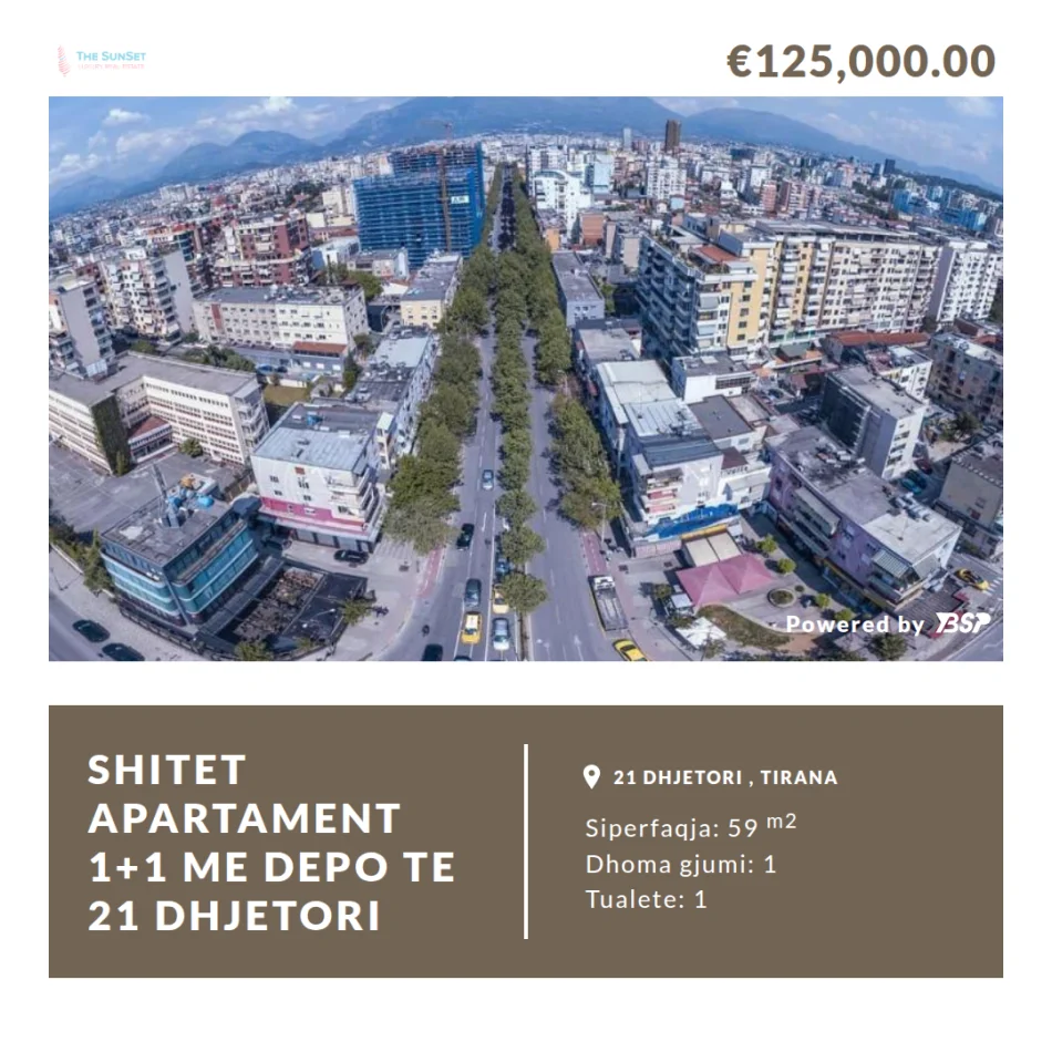 Tirane, shitet apartament 1+1 Kati 4, 59 m² 125.000 € (Kongresi i Lushnjes)