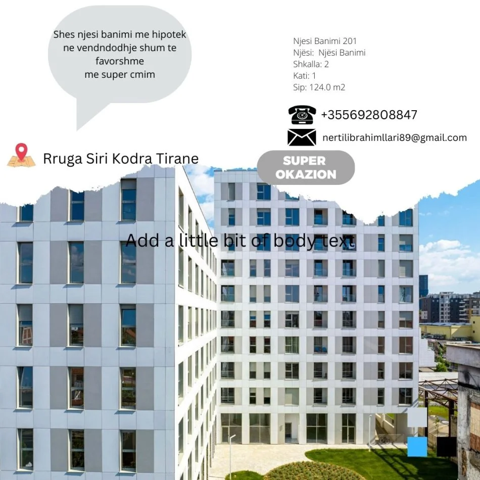 Tirane, shes 1 Katshe Kati 0, 124 m² 124.000 € (Rruga Siri Kodra Tirane)