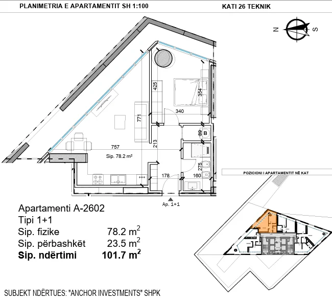 Tirane, shitet apartament 1+1 , 102 m² 250.000 € (Xhanfize Keko)