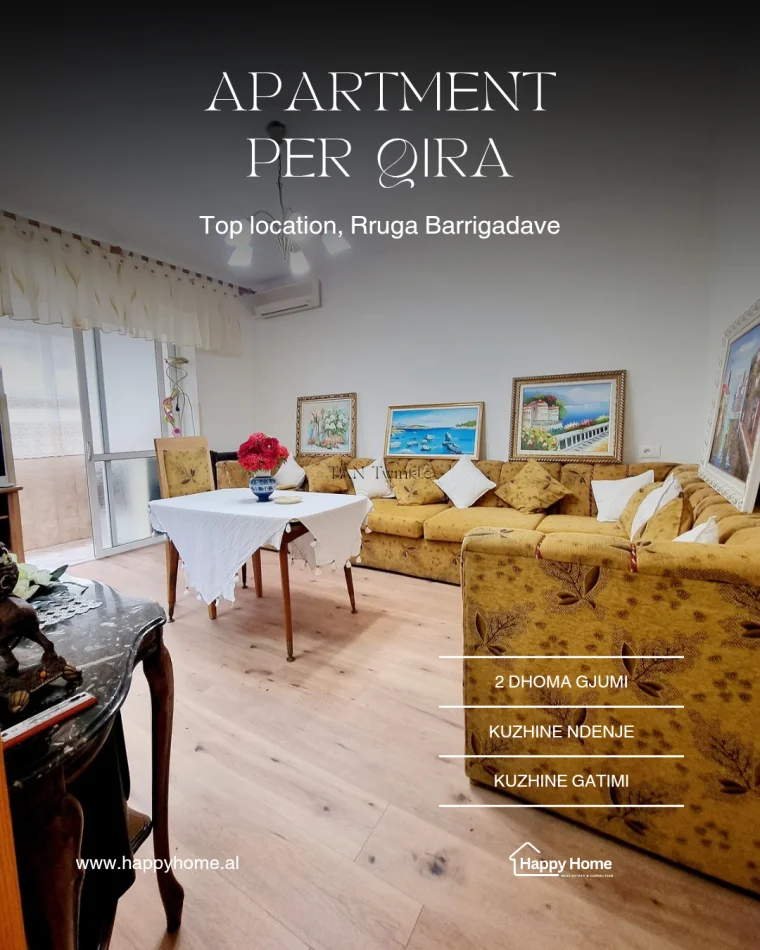 Tirane, jepet me qera apartament 2+1+Aneks+Ballkon Kati 5, 68 m² 600 € (Rruga barrigadave)