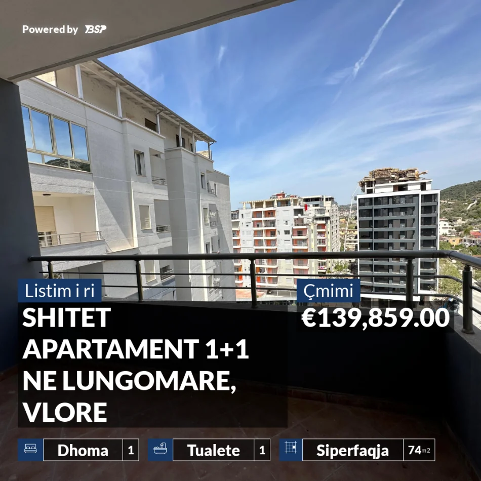REZERVO PRONEN VETEM ME 500€! SHITET APARTAMENT 1+1 NE LUNGOMARE, VLORE