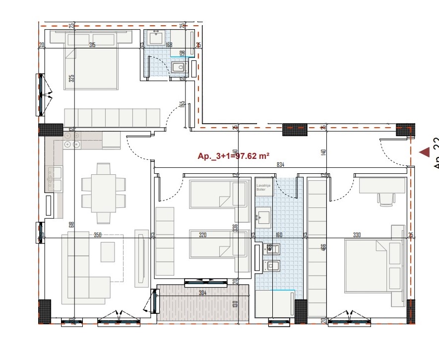 Tirane, shitet apartament 3+1, Kati 4, 113 m² 124,300€ (Paskuqan)