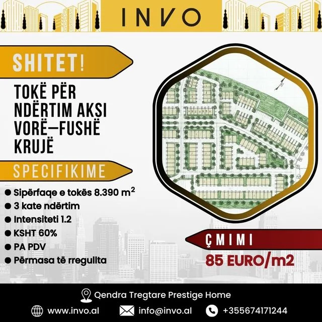 Tirane, shitet toke , 8.390 m² (Afer Doganes Vore)