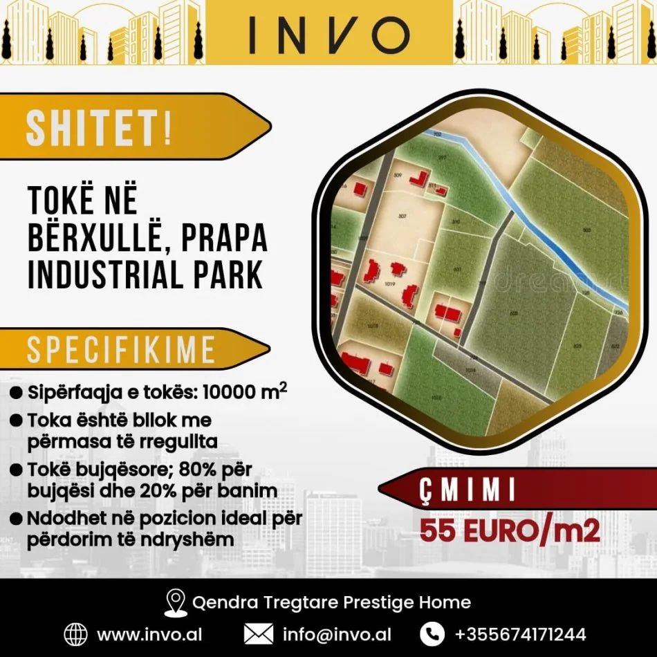 Tirane, shitet toke , 10.000 m² (BERXULL, PAS TIRANA INDUSTRIAL PARK)