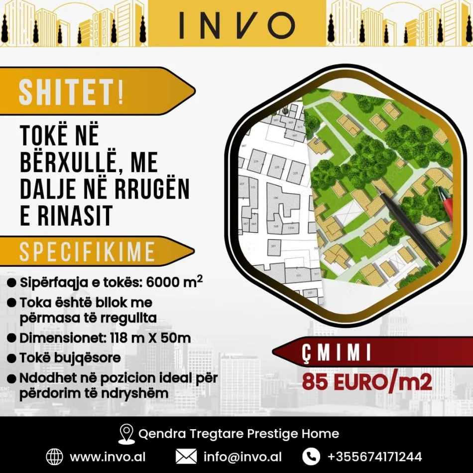 Tirane, shitet toke , 6.000 m² (RRUGA RINASIT)