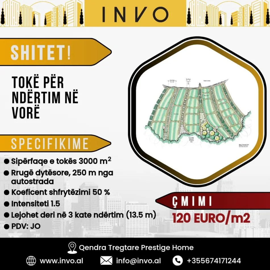 Tirane, shitet toke , 3.000 m² (RRUGA DYTESORE VORE)
