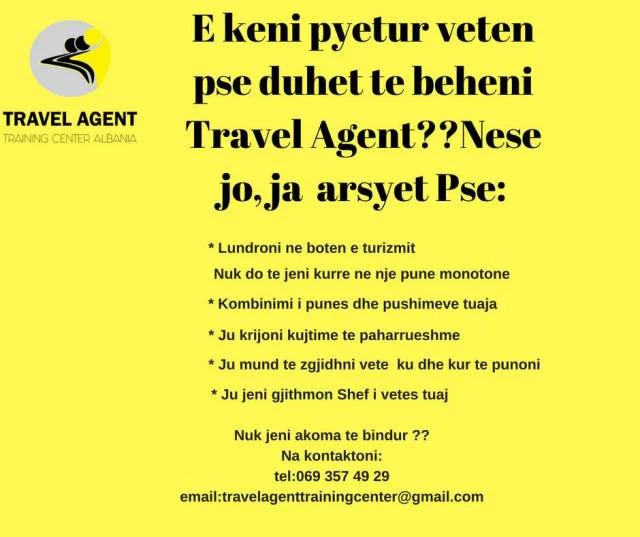 Tirane, kurse Formimi profesional KURS PER AGJENT TURIZMI