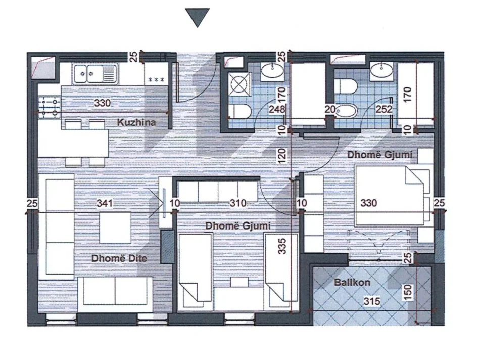 Tirane, shitet apartament 2+1 Kati 3, 78 m² 83.800 € (Univers city)