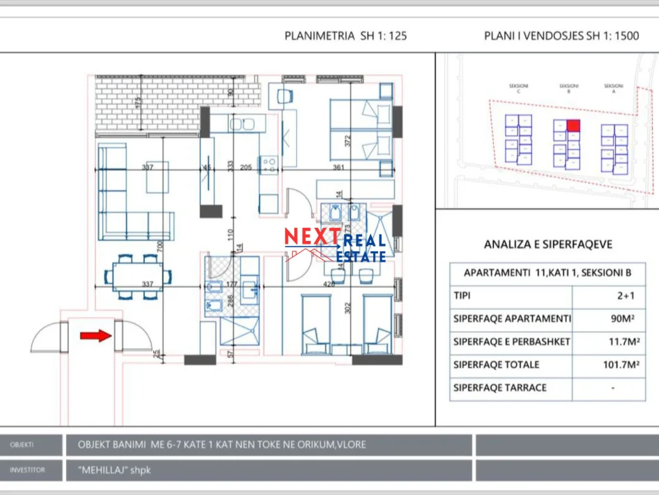 SHITET APARTAMENT 2+1 ME PAMJE DETI NE ORIKUM, VLORE