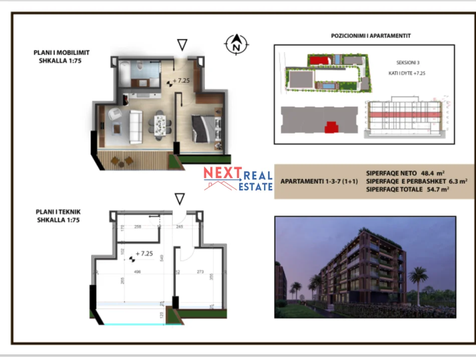 REZERVO PRONEN VETEM ME 500€! shitet apartament 1+1+BLK Kati 2, 54 m² , 120,340 EURO (Rradhime, Vlore)