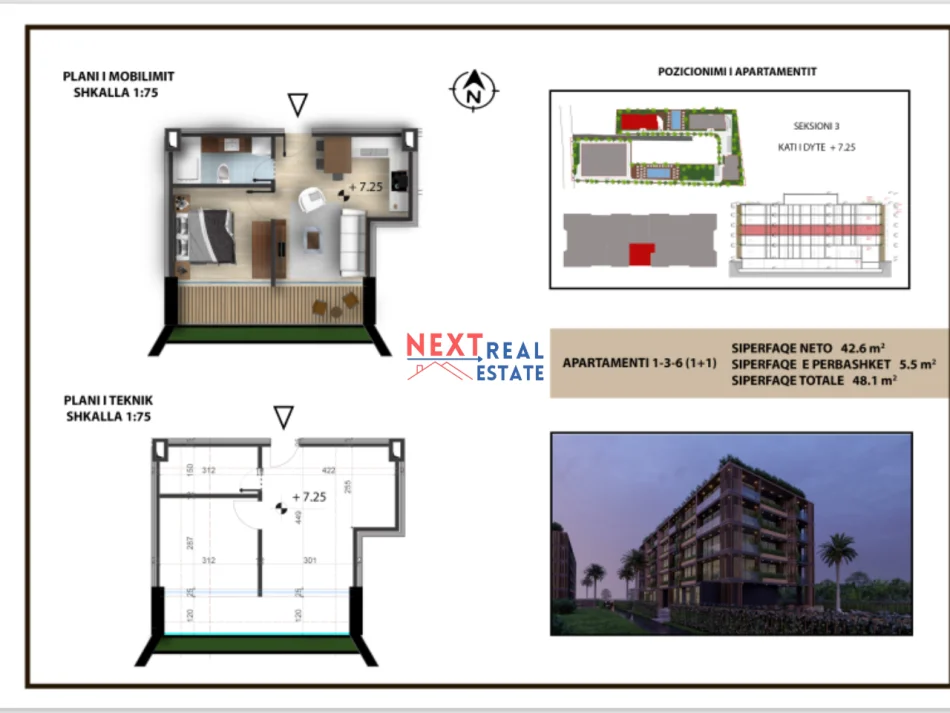 REZERVO PRONEN VETEM ME 500€! shitet apartament Kati 2, 48 m² , 105,820 EURO (Rradhime, Vlore)