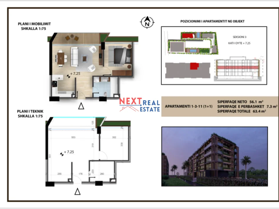 REZERVO PRONEN VETEM ME 500€! Vlore, shitet apartament 1+1+BLK Kati 2, 63 m², 139.480 EURO (Rradhime, Vlore)