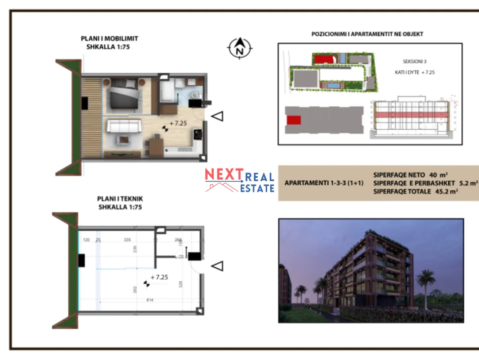 REZERVO PRONEN VETEM ME 500€! Vlore, shitet apartament 1+1+BLK Kati 2, 45 m² , 99.440 EURO (Rradhime, Vlore)