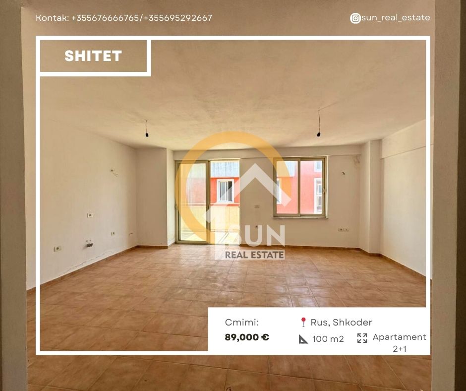 Shkoder, shitet 2+1+Ballkon Kati 9, 100 m² 89,000 € (RUS, SHKODER)