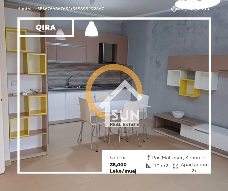 Shkoder, jepet me qera apartament 2+1+Ballkon Kati 2, 110 m² (RR. LUDOVIK SARACI)