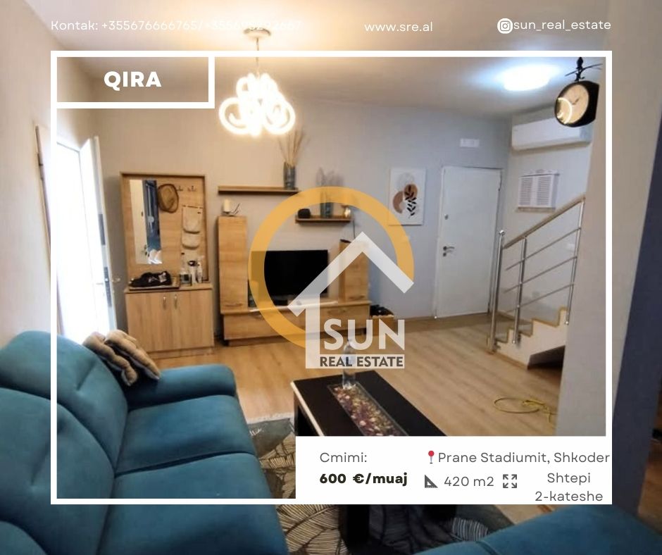 Shkoder, jepet me qera shtepi 2+1 Kati 0, 420 m² 600 € (rr. Muhamet Dibra)